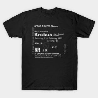 Krokus 21st of February 1981 Glasgow Apollo UK Tour Ticket Repro T-Shirt